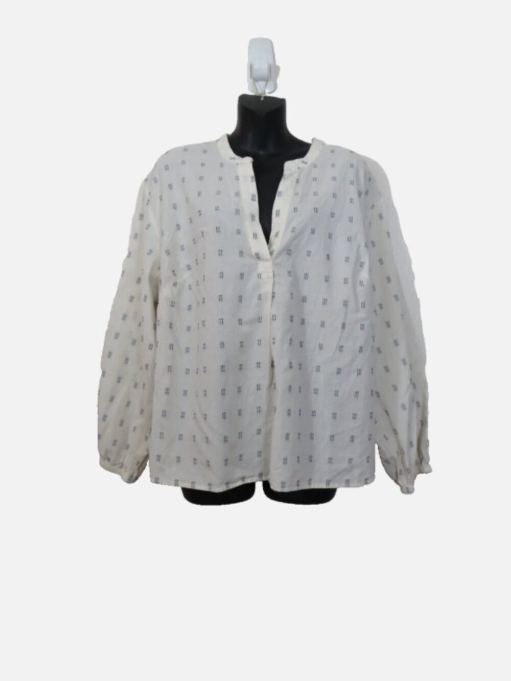 Madewell size 1X White Embroidered Cotton Blouse Top Peasant Short Sleeve V Neck